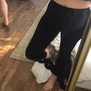 Black velvet leggings